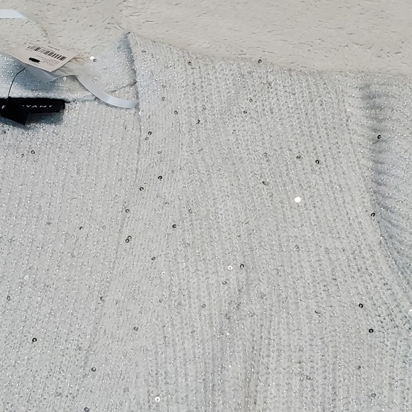 NWT Lane Bryant Gray Silver Sequin‎ Holiday Knit Cardigan Plus Size Women 18 20 - Picture 3 of 10